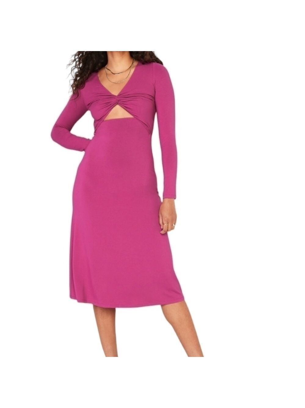 M - Old Navy | Fit & Flare Twist-Front Cutout Midi Dress